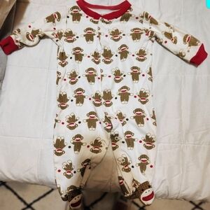 Carter's Cream and Red Monkey Print Footie